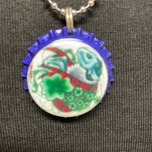 Creepy Four Leaf Clover Bottle Cap Necklace (15)